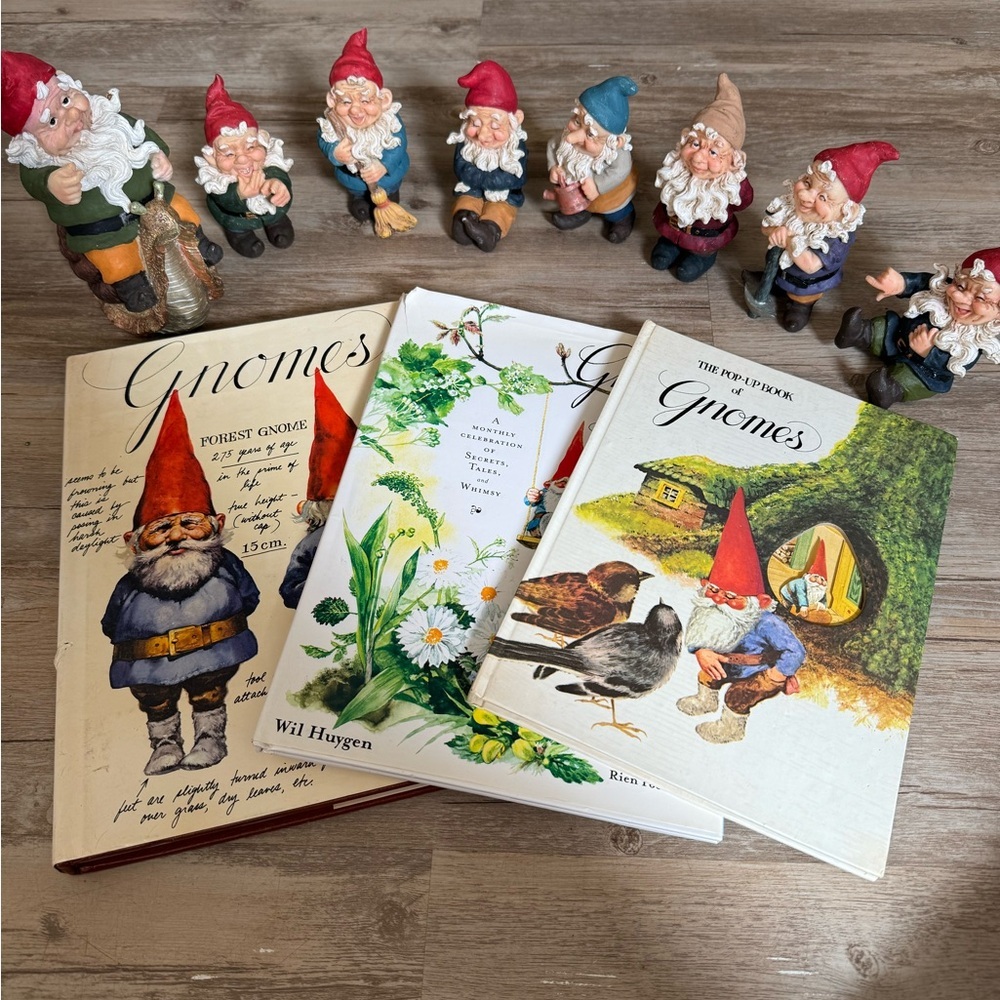 Vintage Gnome Bundle 70s 80s 90s Books Gnome Figurines Pop Up Book